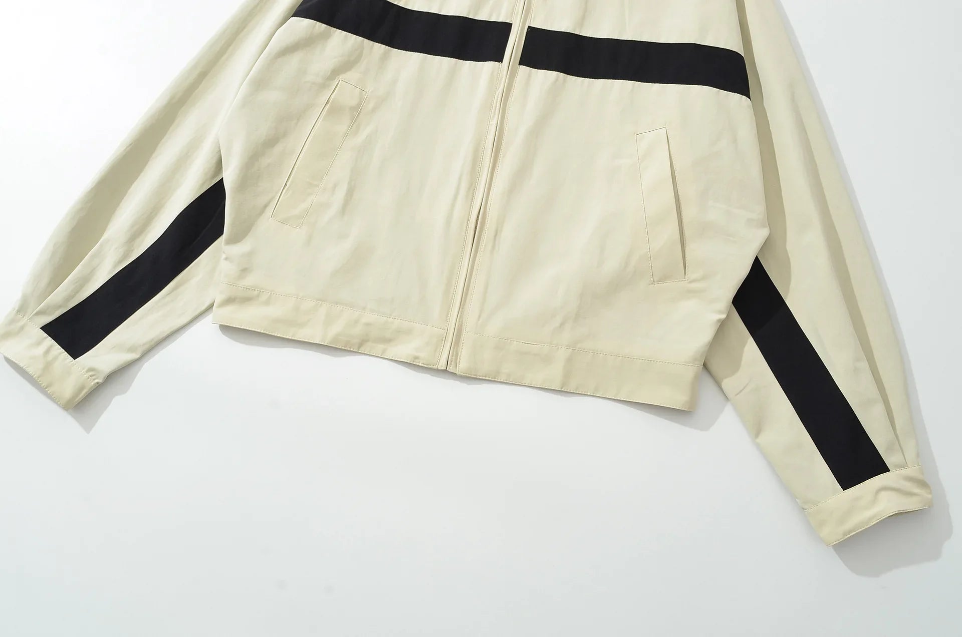 Autumn Contrast Color Zip Up High Collar Strip Safari Jackets Long Sleeve Windbreak Coat Loose Charge Outdoors Sports Outerwear