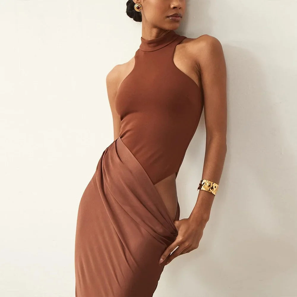 SOLENIE SATIN MAXI DRESS