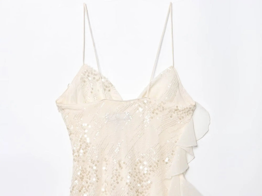 LELI SEQUIN RUFFLE MINI DRESS