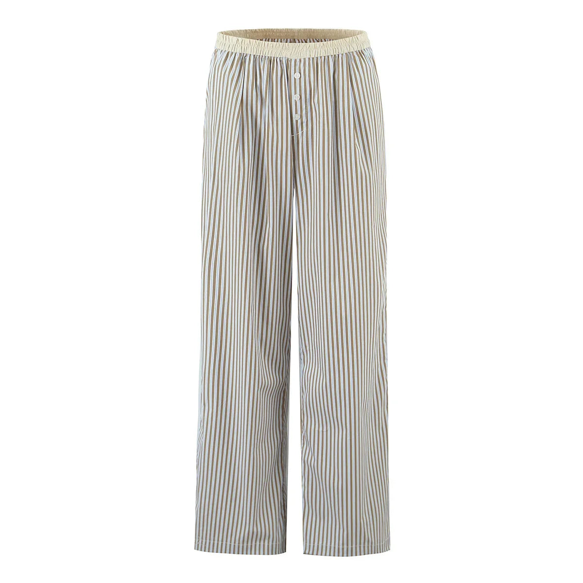 YENKYE Europe And America Striped Wide Leg Pants Women Vintage Elastic High Waist Casual Summer Trousers Female pantalones