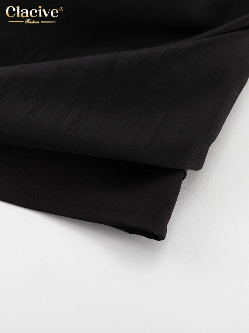 Clacive Fashion Loose Balck Women Skirt Casual High Waist Ankle Length Skirts Elegant Classic Mesh Spliced Skirt Female Clothing