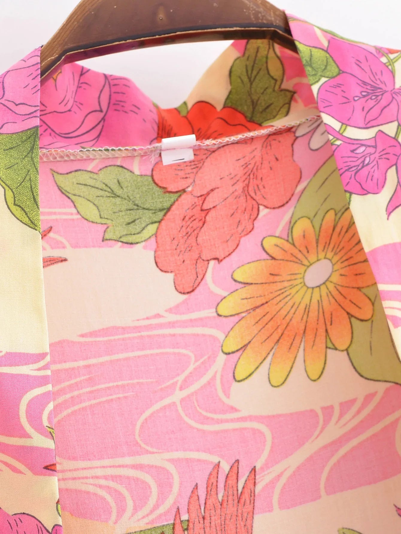 2024 BOHO Orange Flower Bird Print Long Kimono Shirt Ethnic Lacing up Sashes Midi Long Holiday Cardigan Robe Loose Blouse Tops