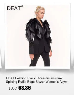 DEAT Fashion Women's Blazer New Fashion Notched Lace Patchwork Long Sleeve Contrast Suit Jackets Female Spring 2025 17A1298
