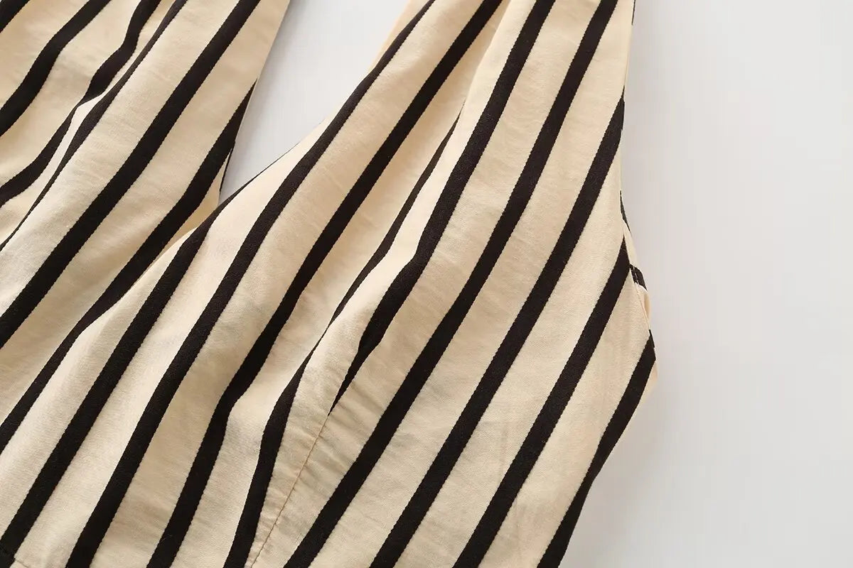 ARA STRIPED MIDI DRESS