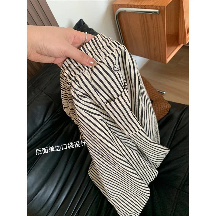 Striped Pants For Women In Summer Loose Slim Casual Wide Leg Straight Leg Long Pants