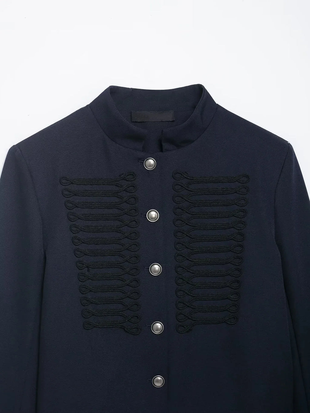 YENKYE 2026 New Women's Navy Blue Single Breasted Crop Jacket Long Sleeve Vintage Casual Coat For Daily Office