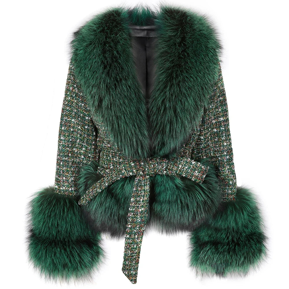 ANNA TWEED FOX FUR COAT
