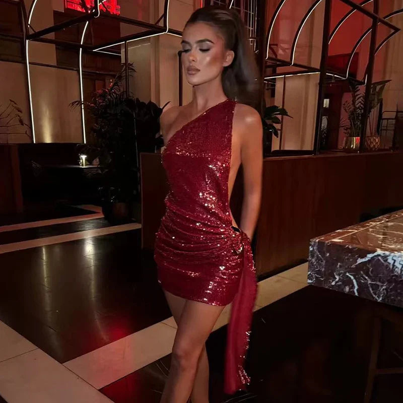 Avrilyaan Colorful Diamond Pattern Sequin Slit Sexy Dress Women 2025 Elegant Party Dress Backless Mini Summer Dress Vestidos