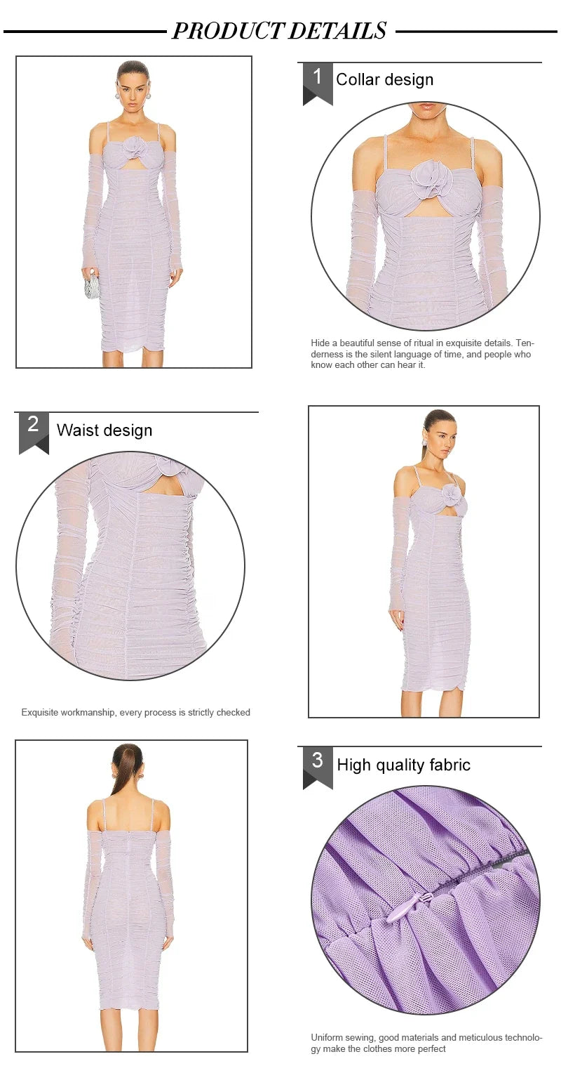 MESH DRAPED MIDI DRESS