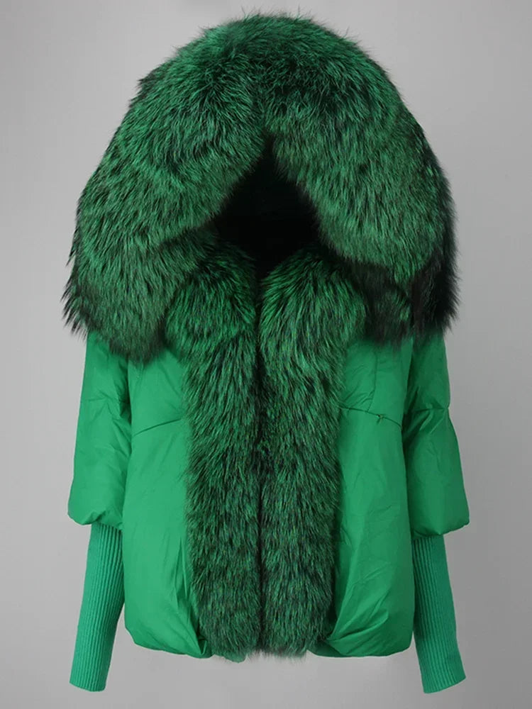 OFTBUY 2023 Real Fox Fur Collar Hooded Winter Jacket Women Natural Thick Warm Loose Oversize Duck Down Coat Streetwear Outerwear
