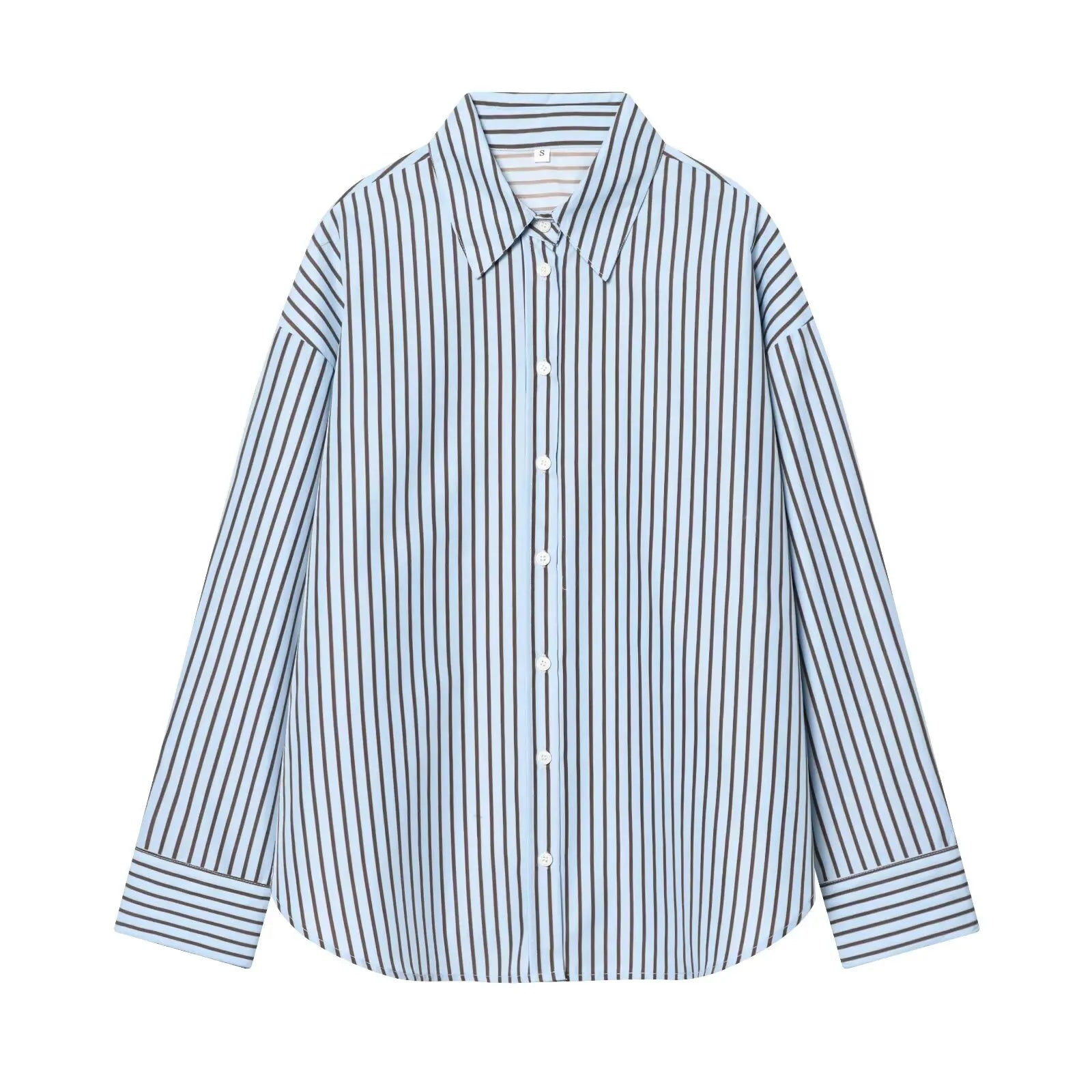 YENKYE New 2026 Striped Loose Shirt Women Front Button Long Sleeve Lapel Collar Casual Spring Shirts