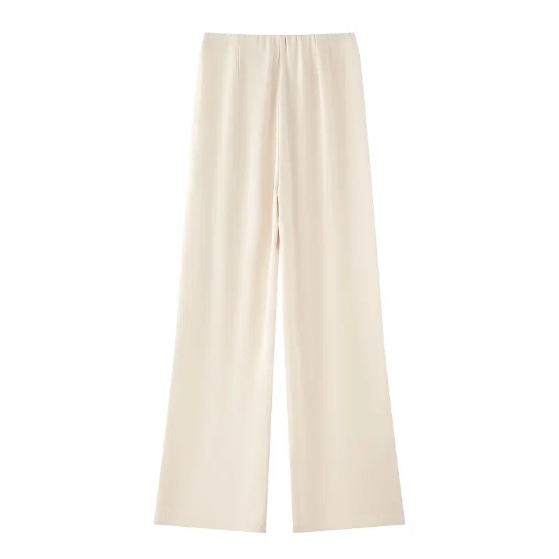 MUJER 2025 Women's Pants Sets Summer Satin High Waist Pants for Women Holiday Casual Pants Woman Straight Leg Trousers Woman