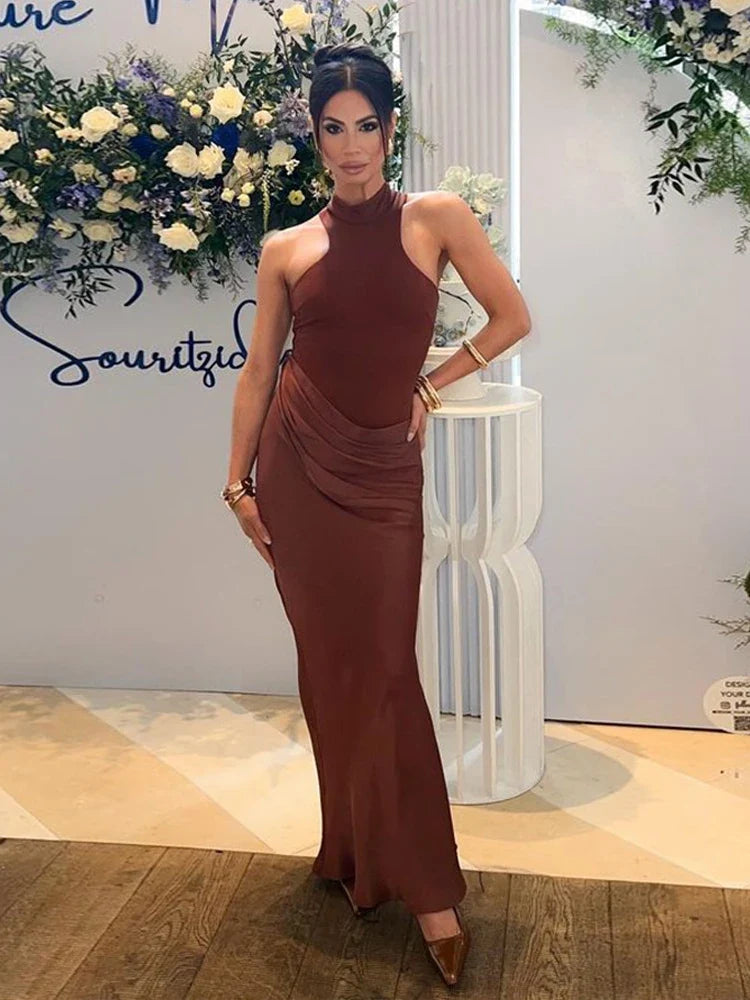 SOLENIE SATIN MAXI DRESS
