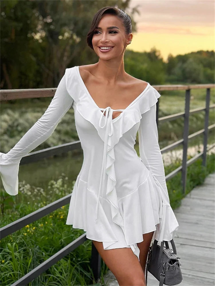 EVARI RUFFLE MINI DRESS