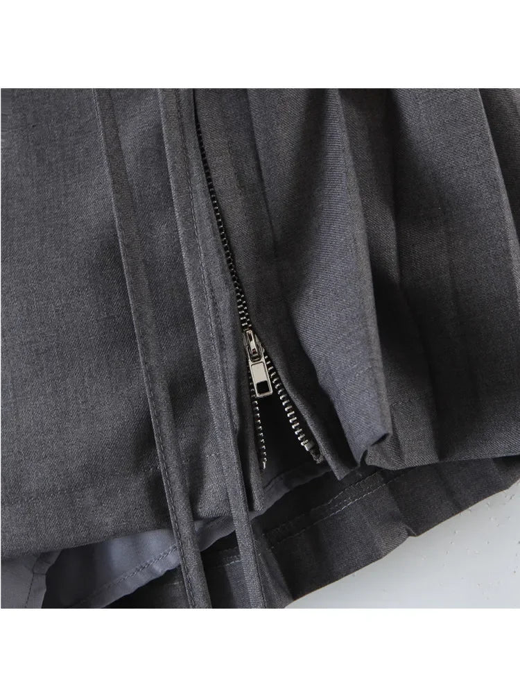 Y2k Sexy Pleated Mini Skirts For Woman 2024 Spring New Preppy Streetwear Hot Girl Zipper Bandage Slim Split Short Skirts Female
