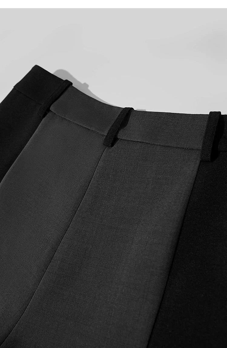 AMII 2025 New Arrival Elegant Office Lady Pants Minimalist Easy-care Anti-wrinkle Casual Simple Color Blocking Trouser 12543101