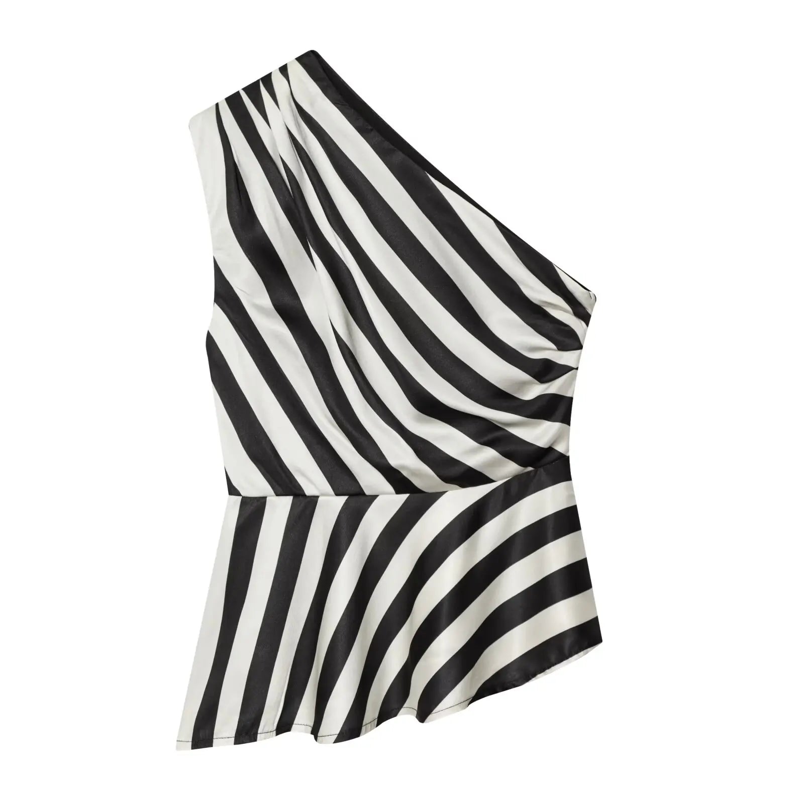 VENI STRIPED ONE SHOULDER BLOUSE