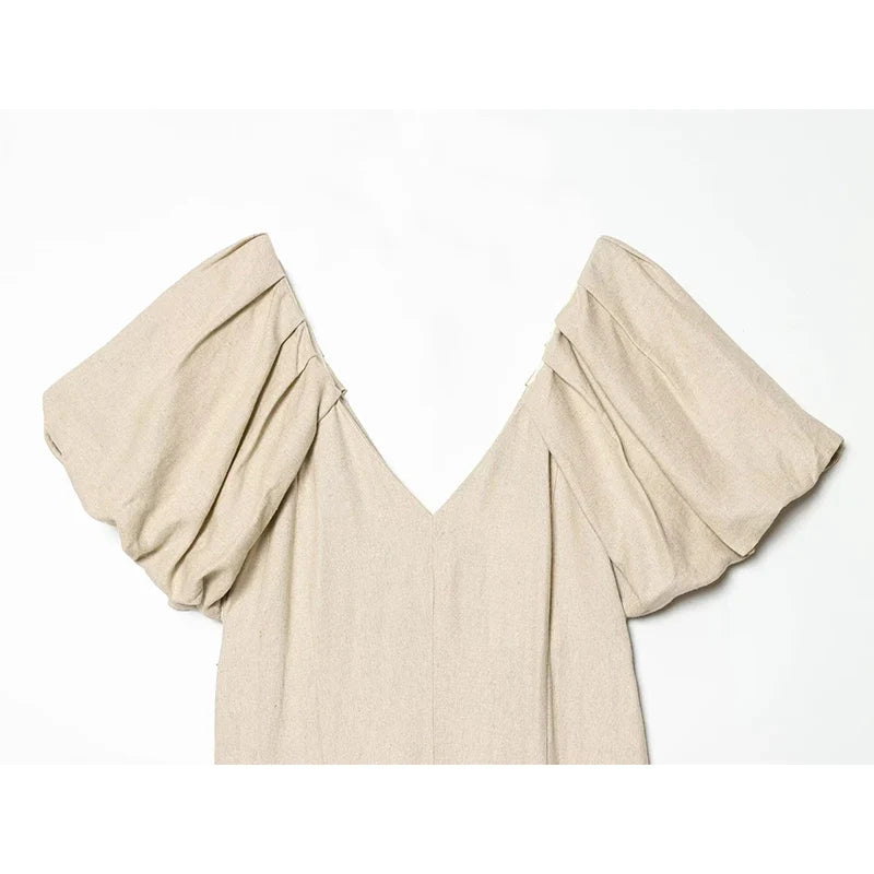 MIRELA PUFF SLEEVE MIDI DRESS