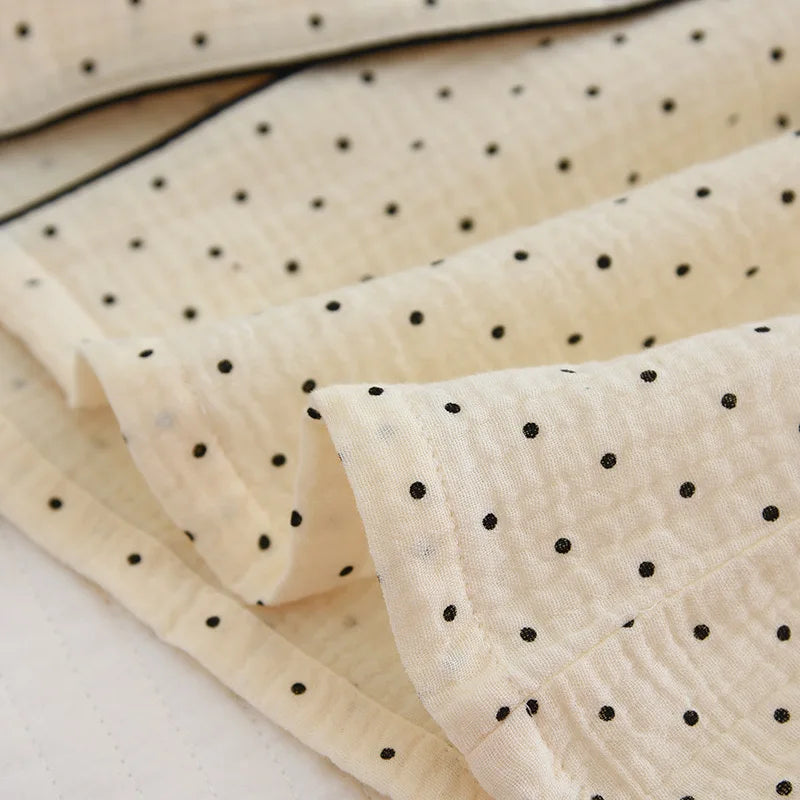 100% Cotton Gauze Women Pajamas Polka Dot Print Sleepwear 2025 Spring Female 2 Piece Set Nightwear Lady Pyjamas Loungewear