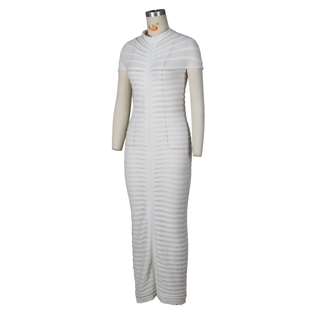 Sexy Bodycon Long Dress Women 2025 Summer Slim Fashion Short Sleeve Bandage Maxi Party Dresses Woman Skirt Elegant Vestidos
