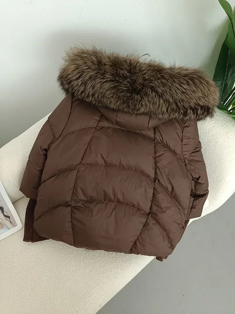 OFTBUY 2023 Real Fox Fur Collar Hooded Winter Jacket Women Natural Thick Warm Loose Oversize Duck Down Coat Streetwear Outerwear