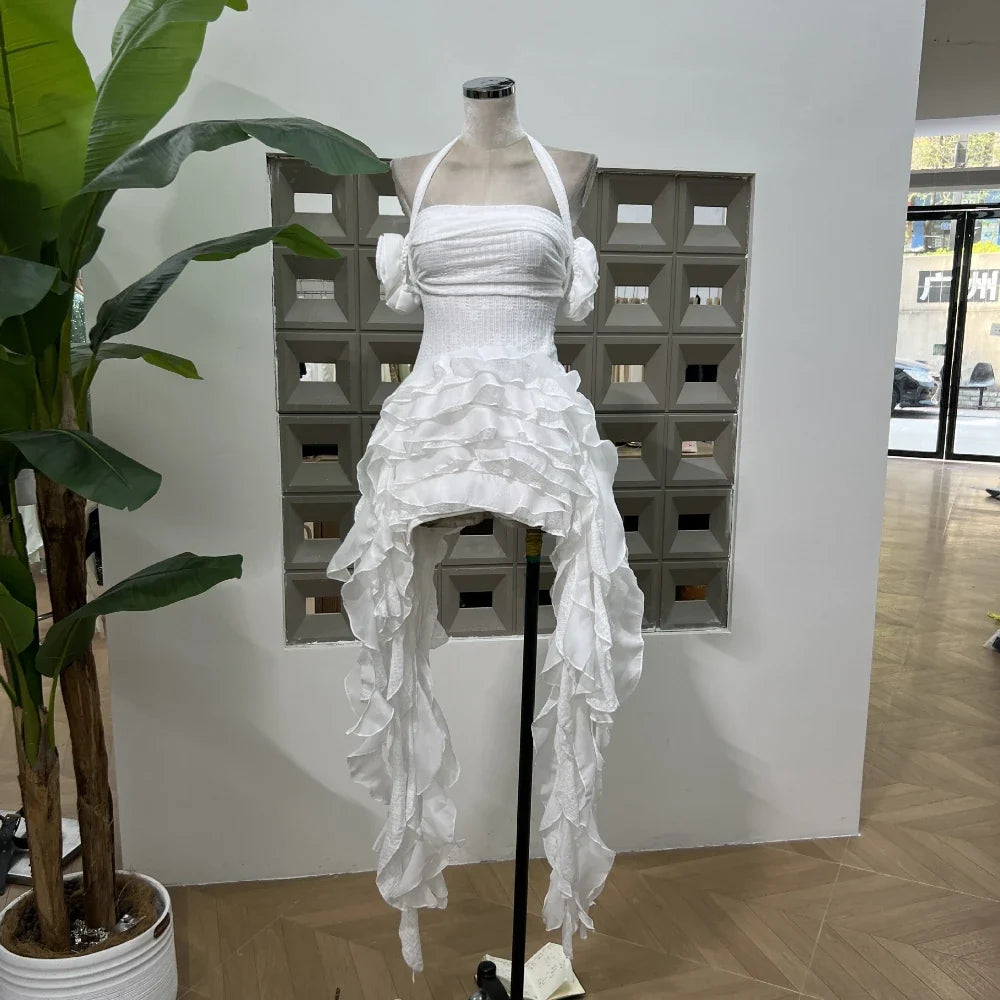 Hot Women Celebrity Sexy Halter Top Skirt Three Pieces Sets With Shorts Birthday Evening Party Design Outfit 2025 New Fashion