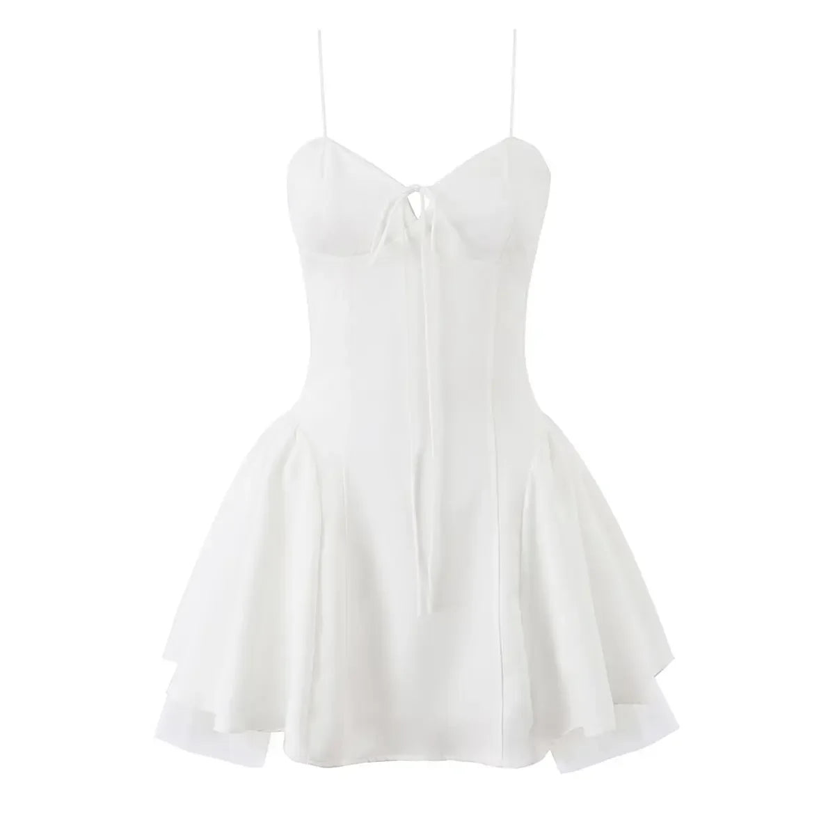 YENKYE 2026 Summer White Corset Mini Dress Women Spaghetti Strap A Line Sundress Sexy Party Dresses
