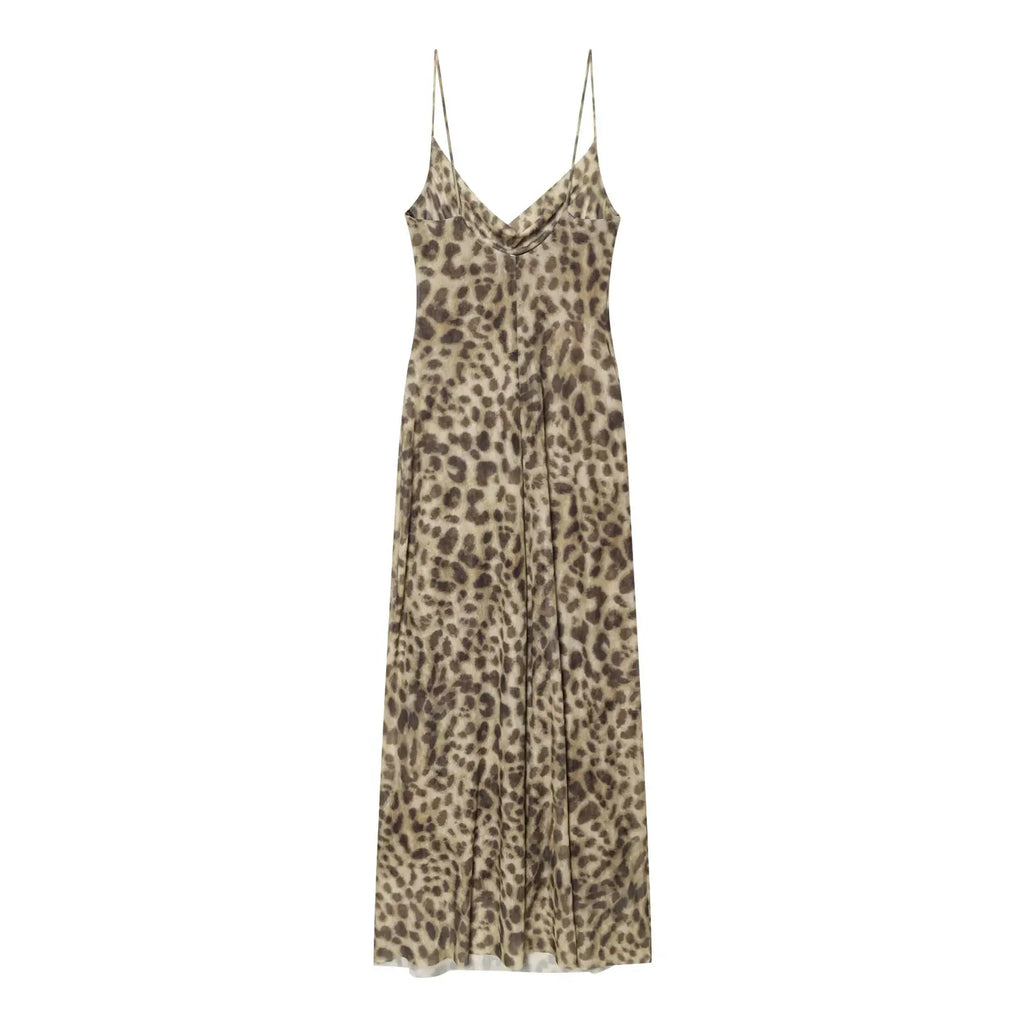VANA LEOPARD MESH DRESS