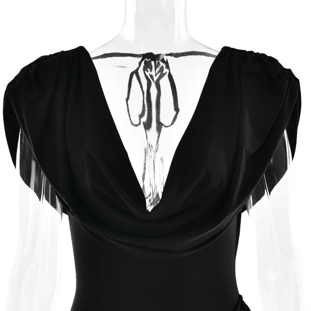 Cryptographic Elegant Ruched Draped V Neck Mini Dress Party Club Sexy Outfits for Women Sleeveless Sexy Bodycon Dresses Solid