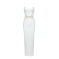 VC Fashion Sexy Black & White Strappy Sleeveless Maxi Dress with Sheer Design for Party Prom Evening Gown