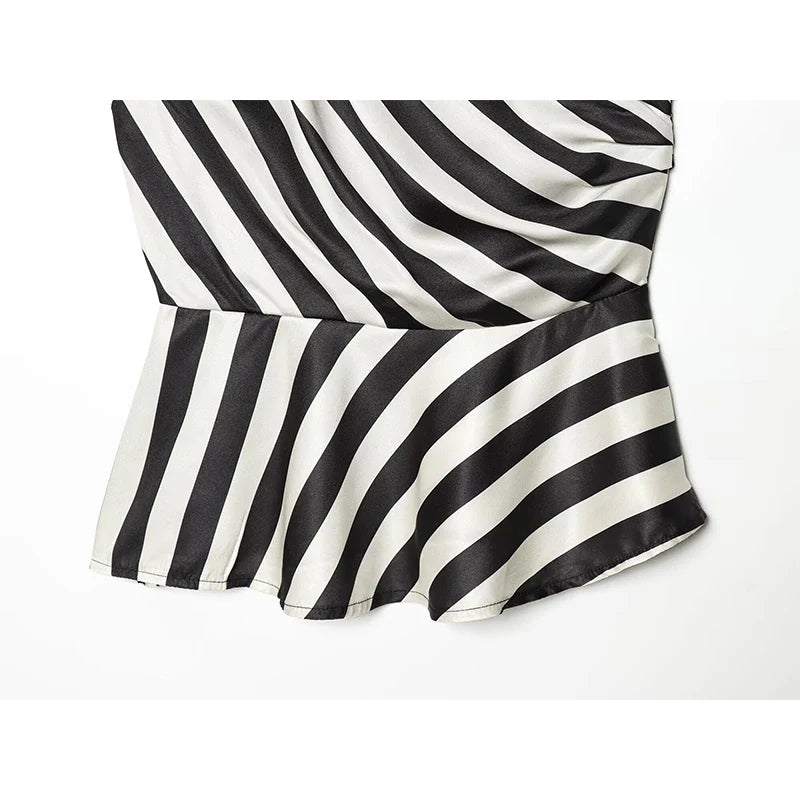 VENI STRIPED ONE SHOULDER BLOUSE