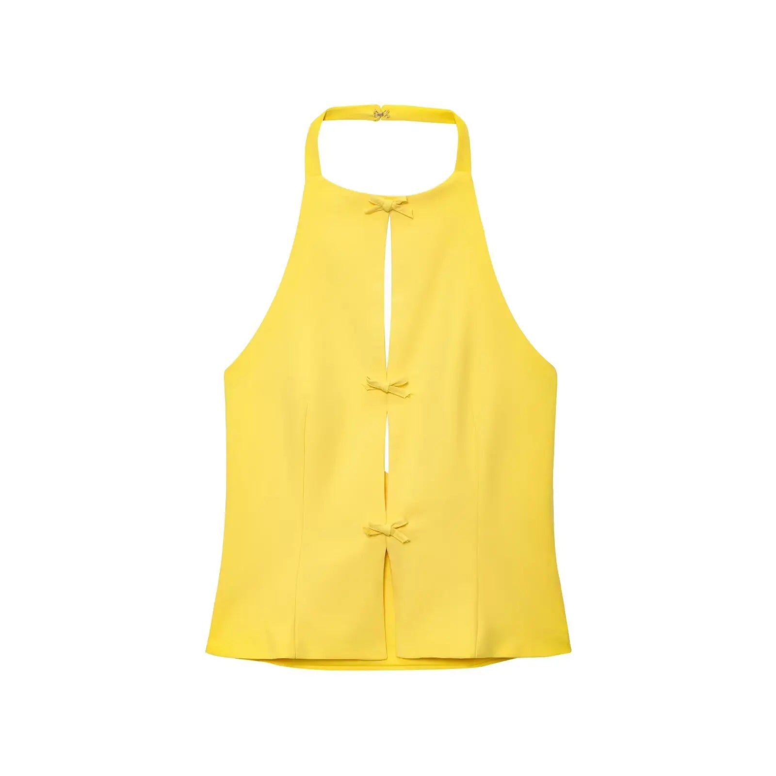 Tuularose Bow Backless Vest Women Summer Sleeveless Halter Hollow Top Elegant Slim Skirt New Y2k Female Tanks  Short Top Office