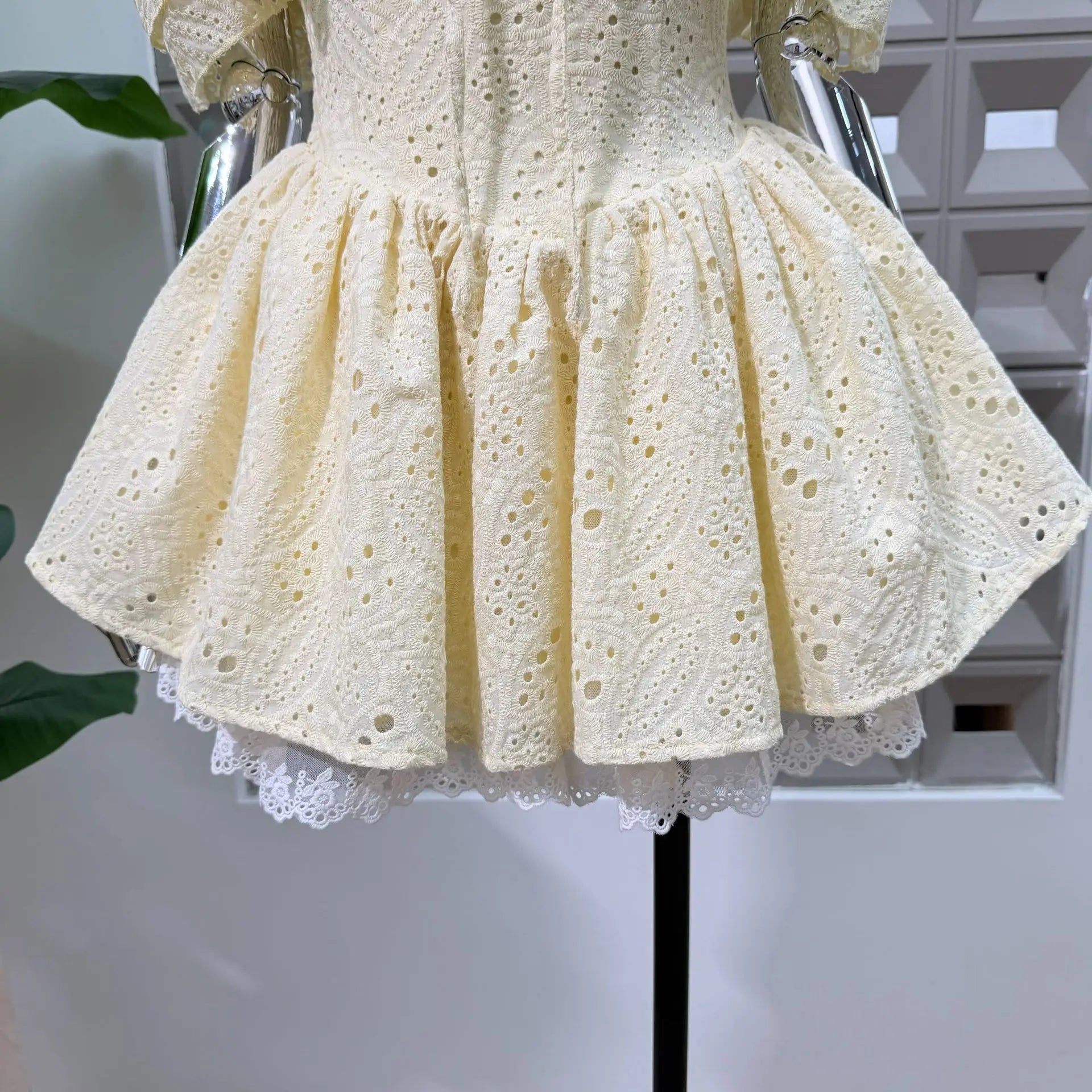 New Dresses For Women Eyelet Embroidery Corset Dress Ruffle Off Shoulder Tie Waist Summer Party Gowns Outfit With Shorts Vestido