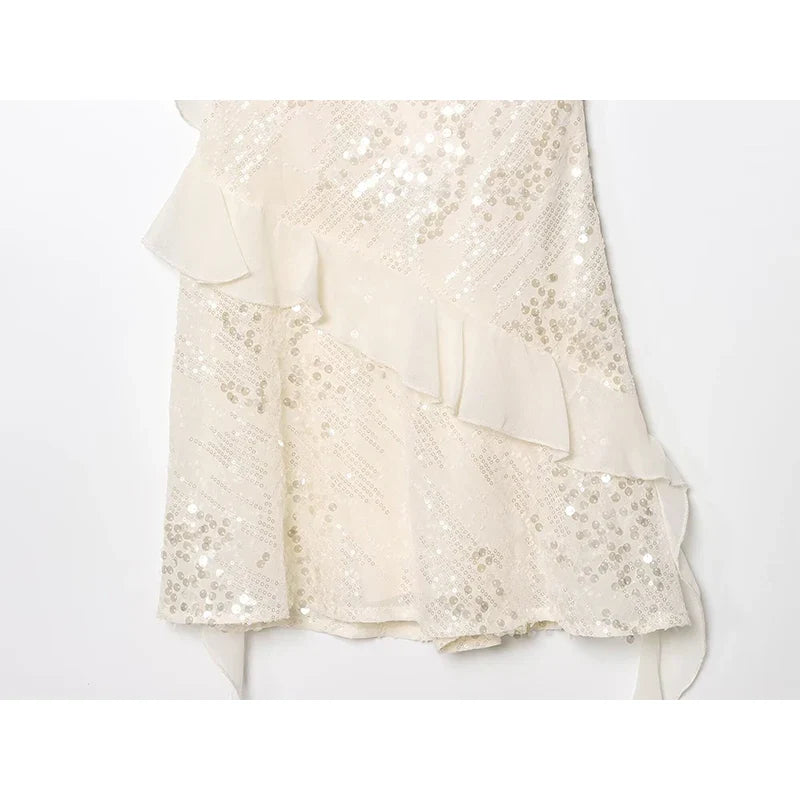 LELI SEQUIN RUFFLE MINI DRESS