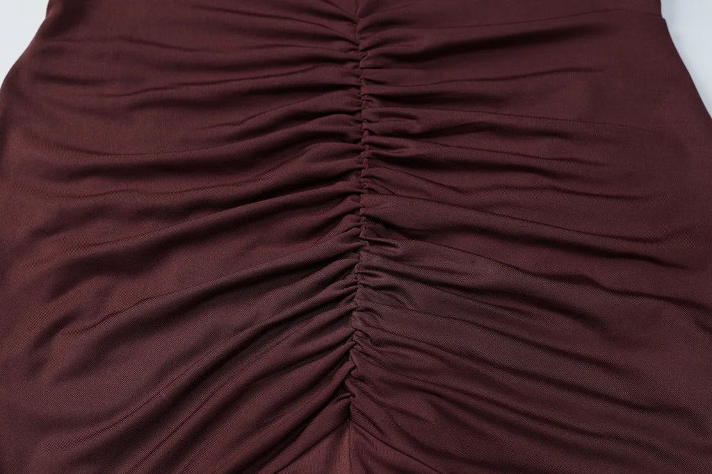 Cryptographic Elegant Off Shoulder Ruched Maxi Dress Women Party Club Outfits Autumn Long Sleeve Bodycon Dresses Gown Clothes