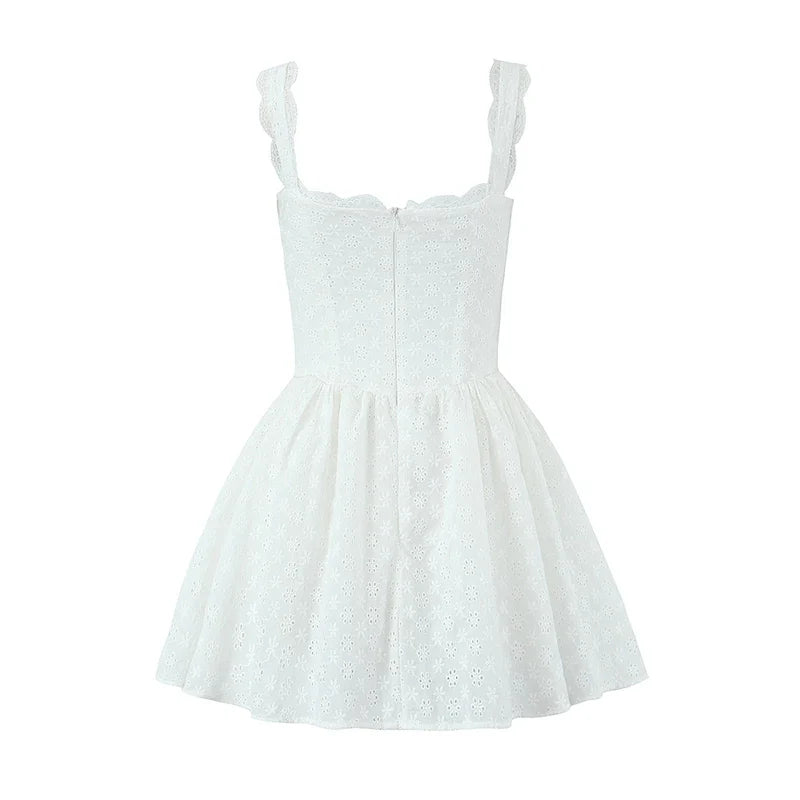 2024 Women Summer Vintage Solid Button Mini Dress Fashion V-Neck Sleeveless Backless Female Party Casual Chic Dresses Vestidos