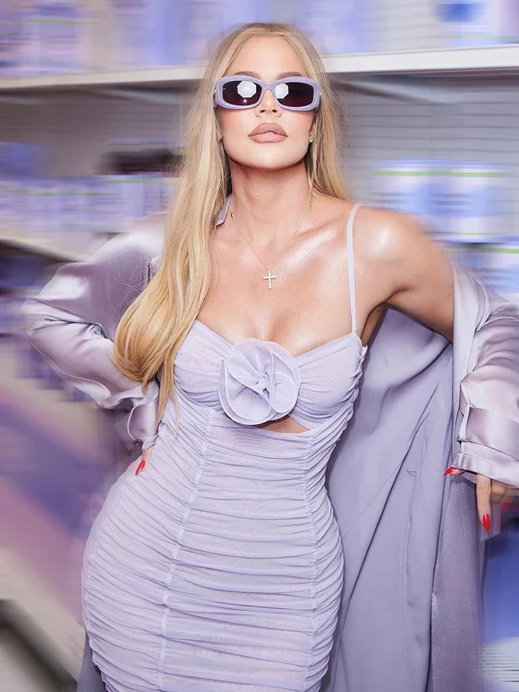 MESH DRAPED MIDI DRESS