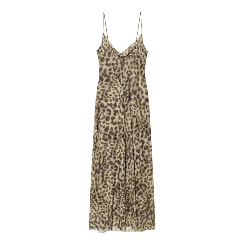 VANA LEOPARD MESH DRESS