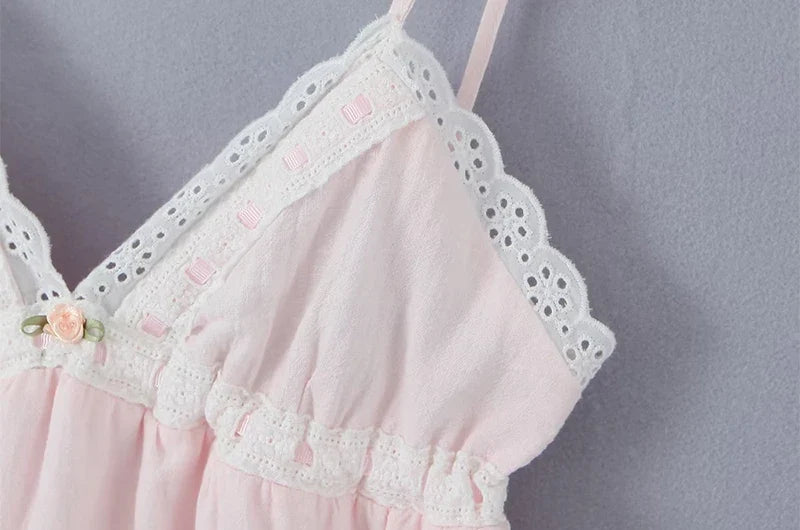 Chu Sau beauty 2023 Women New Summer Fashion Sweet Flower Chic Straped Mini Dress Sexy Slim Hollow Out Lace Super Short Dresses