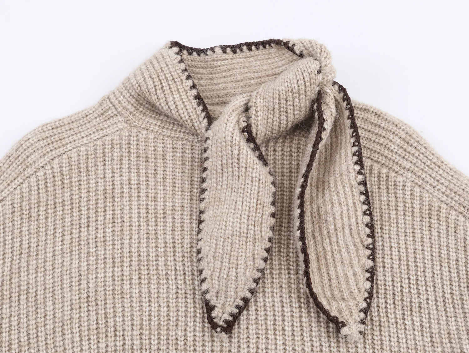 YENKYE High Neck With Bow Knit Pullover Women Long Sleeve Spring 2026 Elegant Sweater Chic Lady Tops