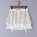 2026 Summer Women White Spliced Silver Sequins Mini Skirt Package Hips 2 Layers Rope Hem Short Skirts Femme Bottom