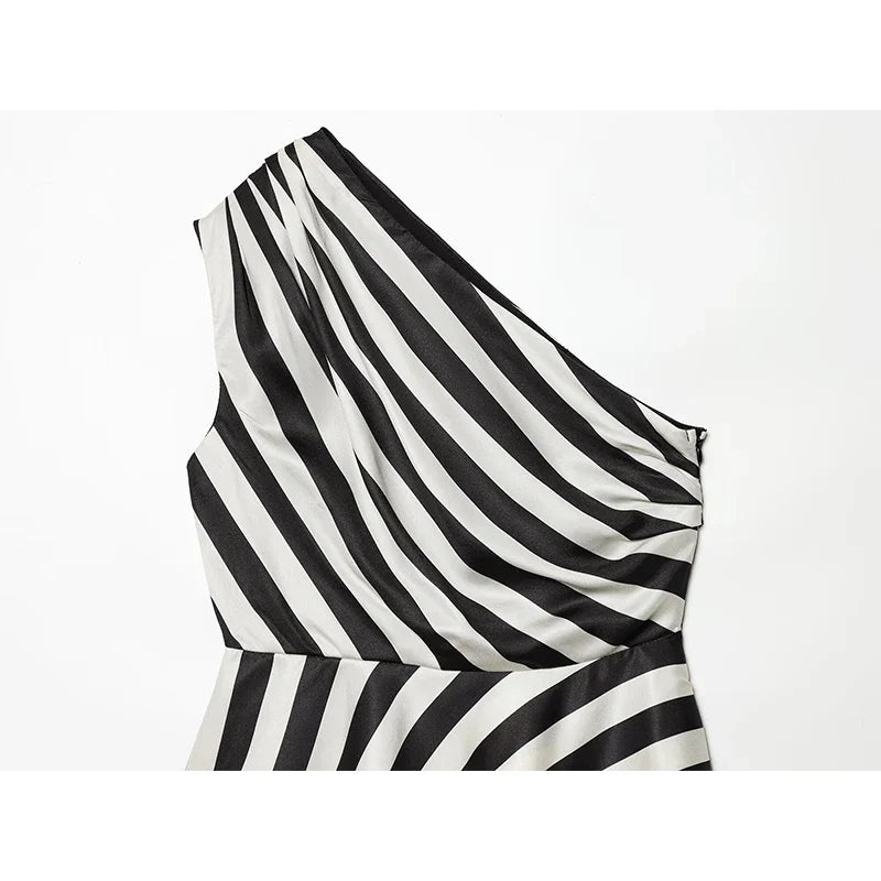 VENI STRIPED ONE SHOULDER BLOUSE