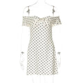 Tossy Fashion Summer Bandeau Dress Women Backless Printed Slim Commute Elegant Twist Party Dress Female Off-Shoulder Mini Dress