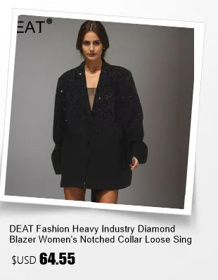 DEAT Fashion Women's Blazer New Fashion Notched Lace Patchwork Long Sleeve Contrast Suit Jackets Female Spring 2025 17A1298