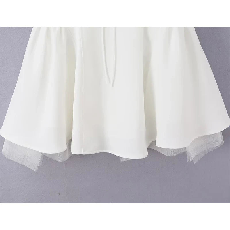YENKYE 2026 Summer White Corset Mini Dress Women Spaghetti Strap A Line Sundress Sexy Party Dresses