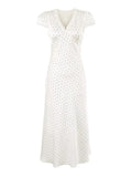 CHARIS POLKA DOT MIDI DRESS WHITE