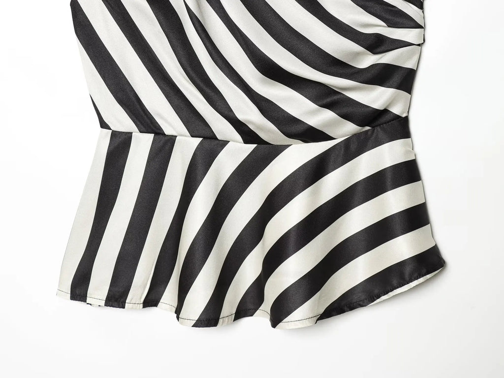 VENI STRIPED ONE SHOULDER BLOUSE