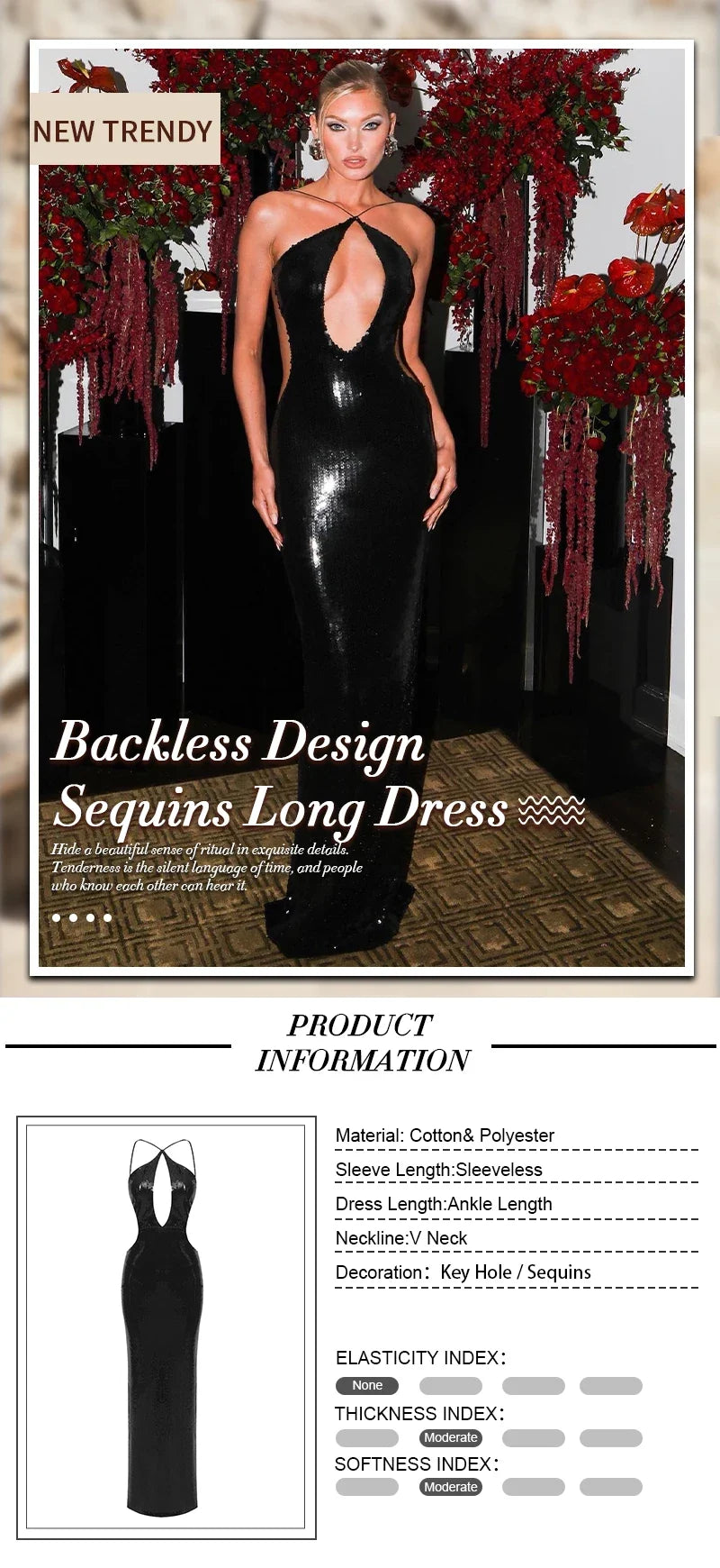 VC Women'S Gold Sequins Luxury Party Gown Sexy Backless  Long Dress For Wedding Banquet Party Female Clothing