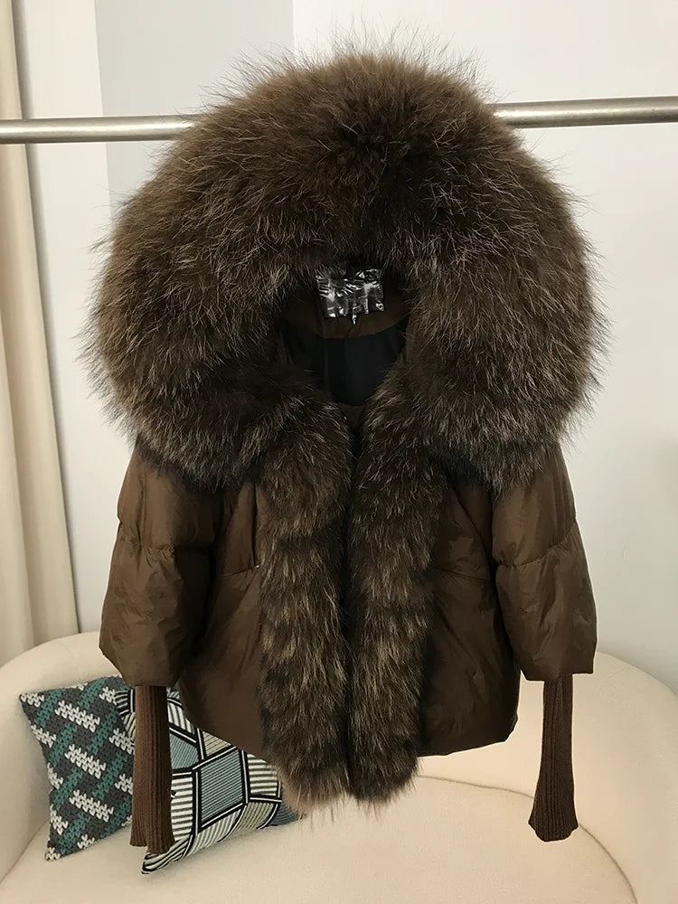 OFTBUY 2023 Real Fox Fur Collar Hooded Winter Jacket Women Natural Thick Warm Loose Oversize Duck Down Coat Streetwear Outerwear
