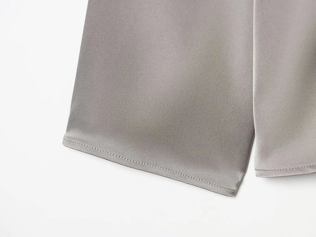 YENKYE New 2026 Women Shawl Design Satin Blouse Long Sleeve Spring High Street Elegant Tops